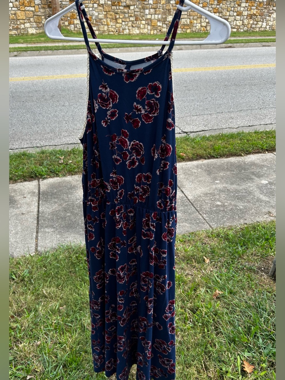 French Grey Floral Maxi Dress